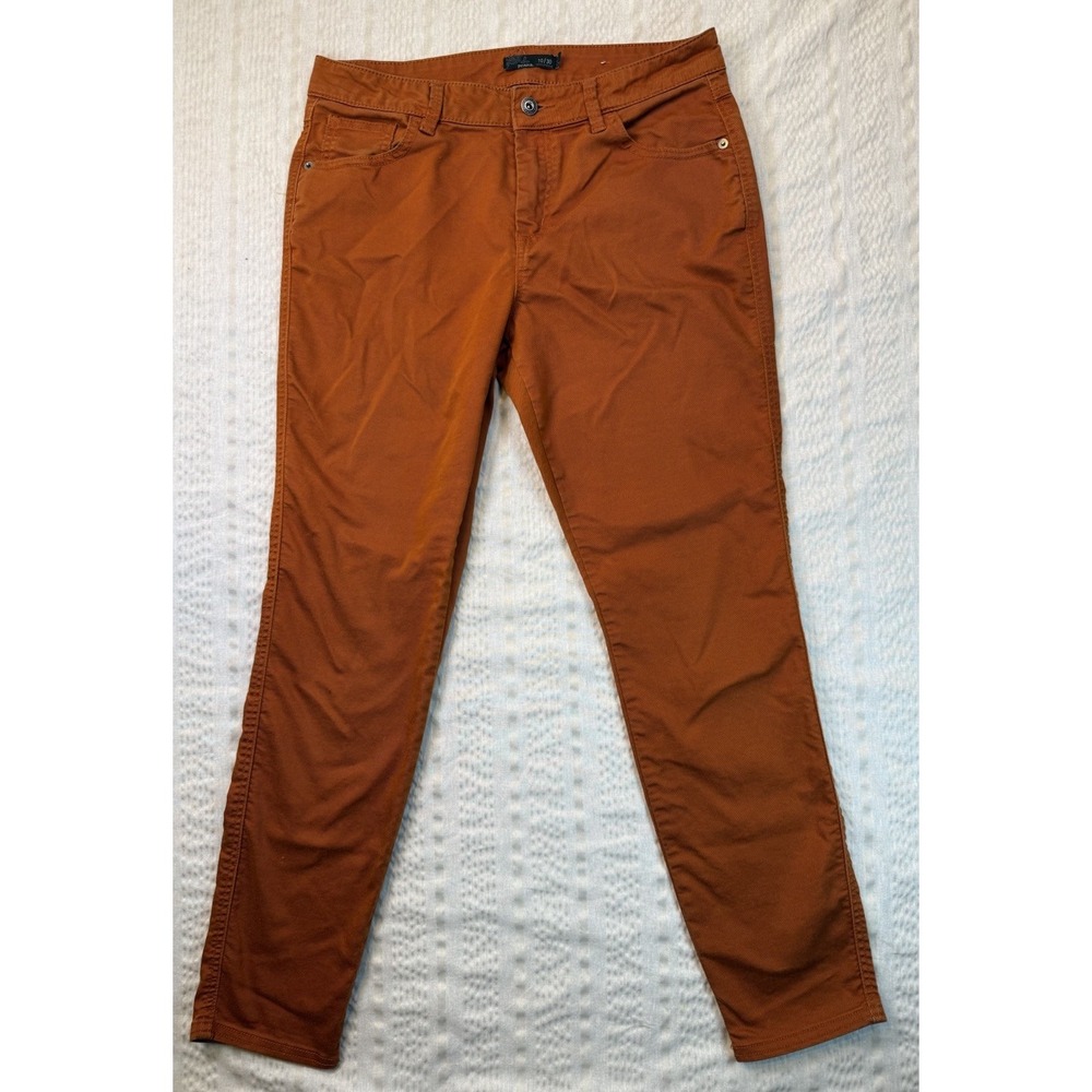 Prana Pants Womens 10/30 Orange Brown Skinny Stretch Organic Cotton